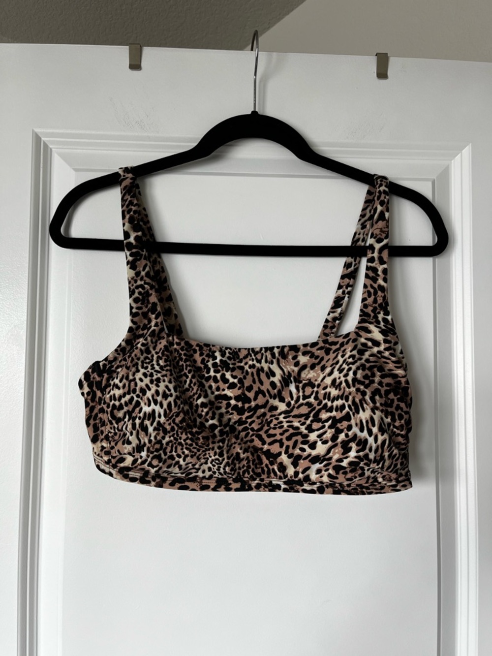 Kona Sol Beige and Black Leopard Print Swim Top